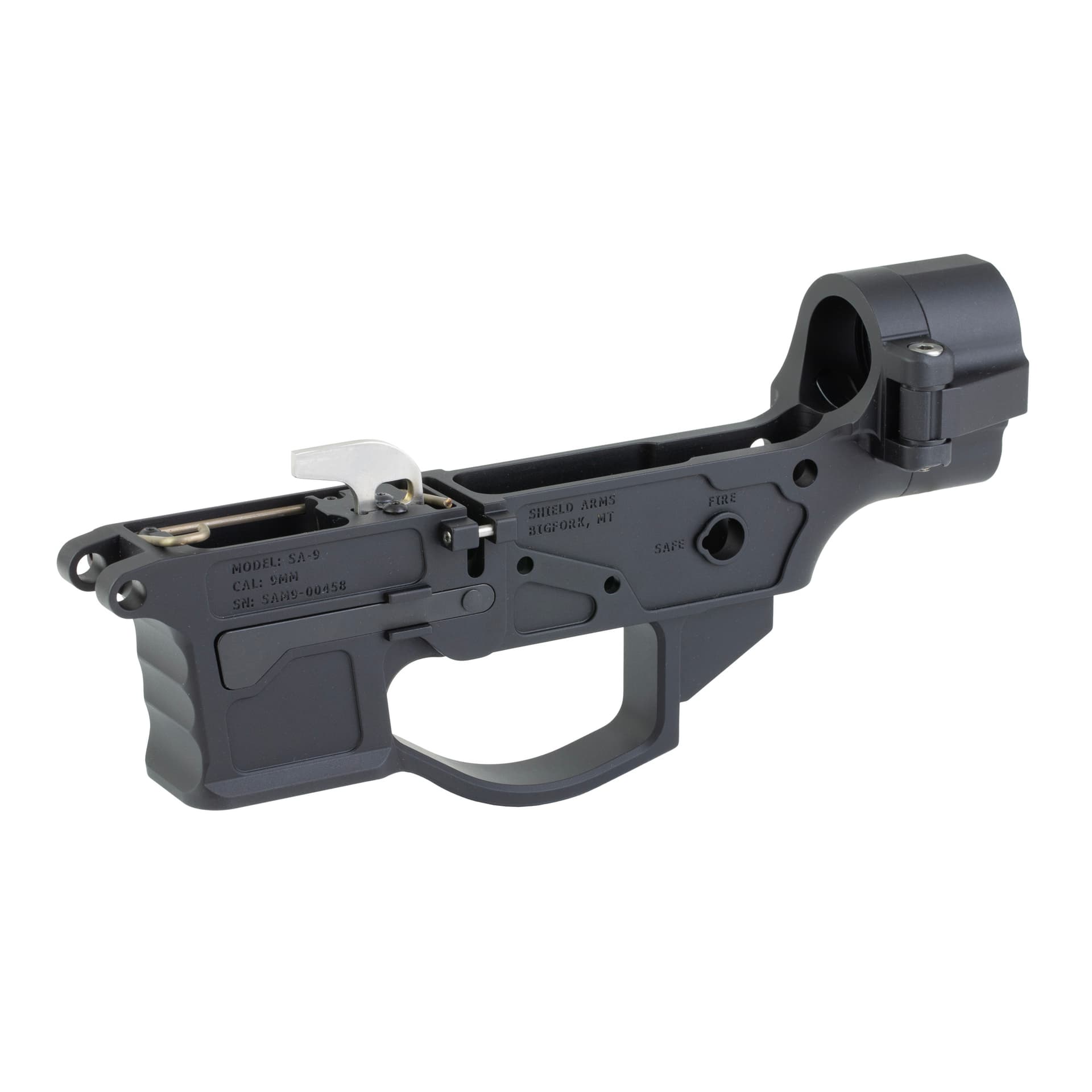 Shield Arms, SA-9, Stripped Lower Receiver, 9MM, Folding, Anodized Finish, Black, image 3