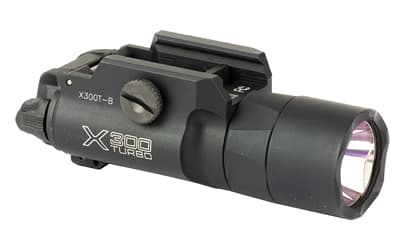 Surefire, X300-B Turbo, Weapon Light, White LED, 650 Lumens, 66,000 Candela, Fits Picatinny and Universal, Thumbscrew Attachment, For Pistols, Matte Finish, Black, 2x CR123 Batteries Included, image 2