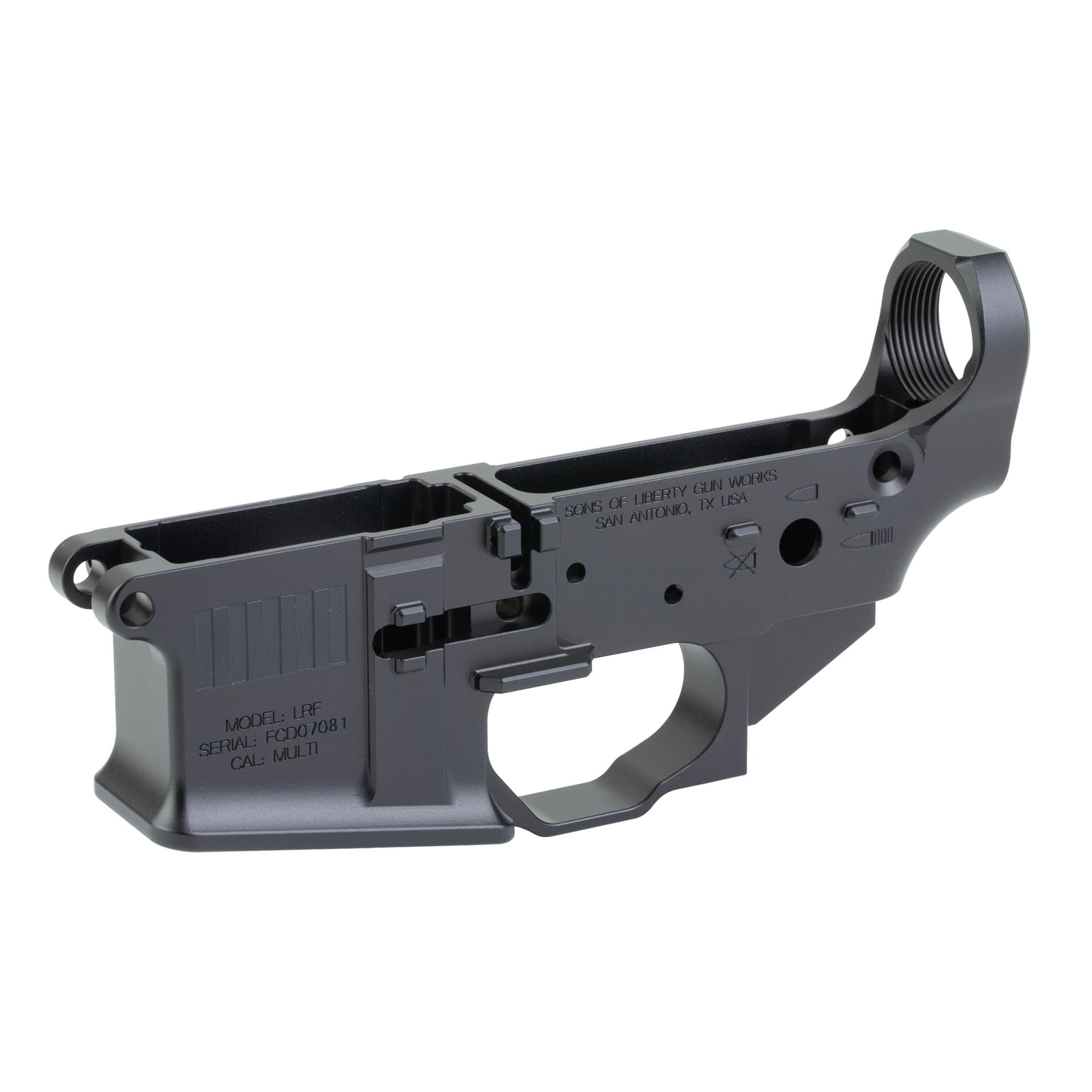 Sons of Liberty Gun Works, Forward Controls Design Lower Receiver, Stripped Lower Receiver, Multi Cal, Billet, Anodized Finish, Black, Includes Ambi Parts, Flared Magwell, image 3