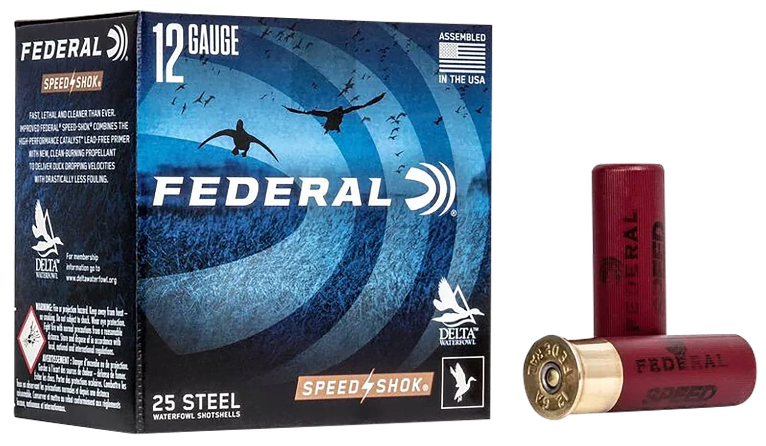 Federal, Speed-Shok, Lead Free, 12 Gauge 3", #2, 1 1/8 oz, Steel Shot, 25 Round Box, California Certified Nonlead Ammunition