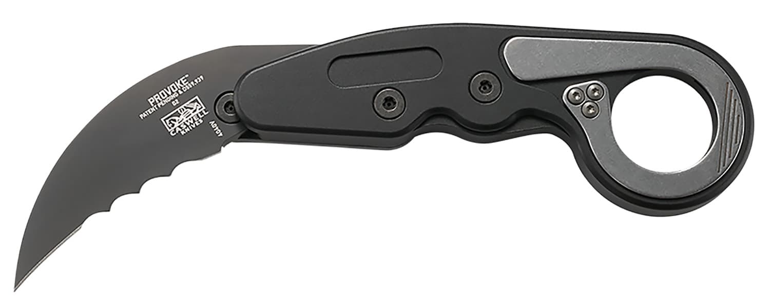 Columbia River CRKT 4040V Provoke 2.41" Folding Hawkbill Veff Serrated Black TiCN D2 Steel Blade, Black Aluminum Handle, Includes Pocket Clip