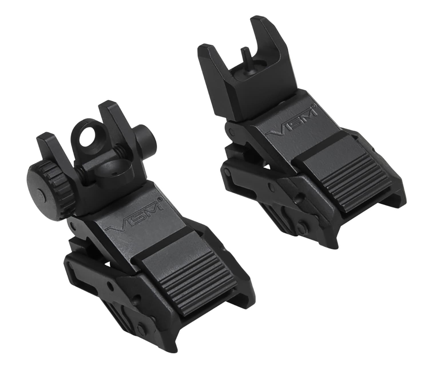 NcSTAR, Pro Series Flip-Up Sights, Front and Rear, Fits Picatinny, Matte Finish, Black