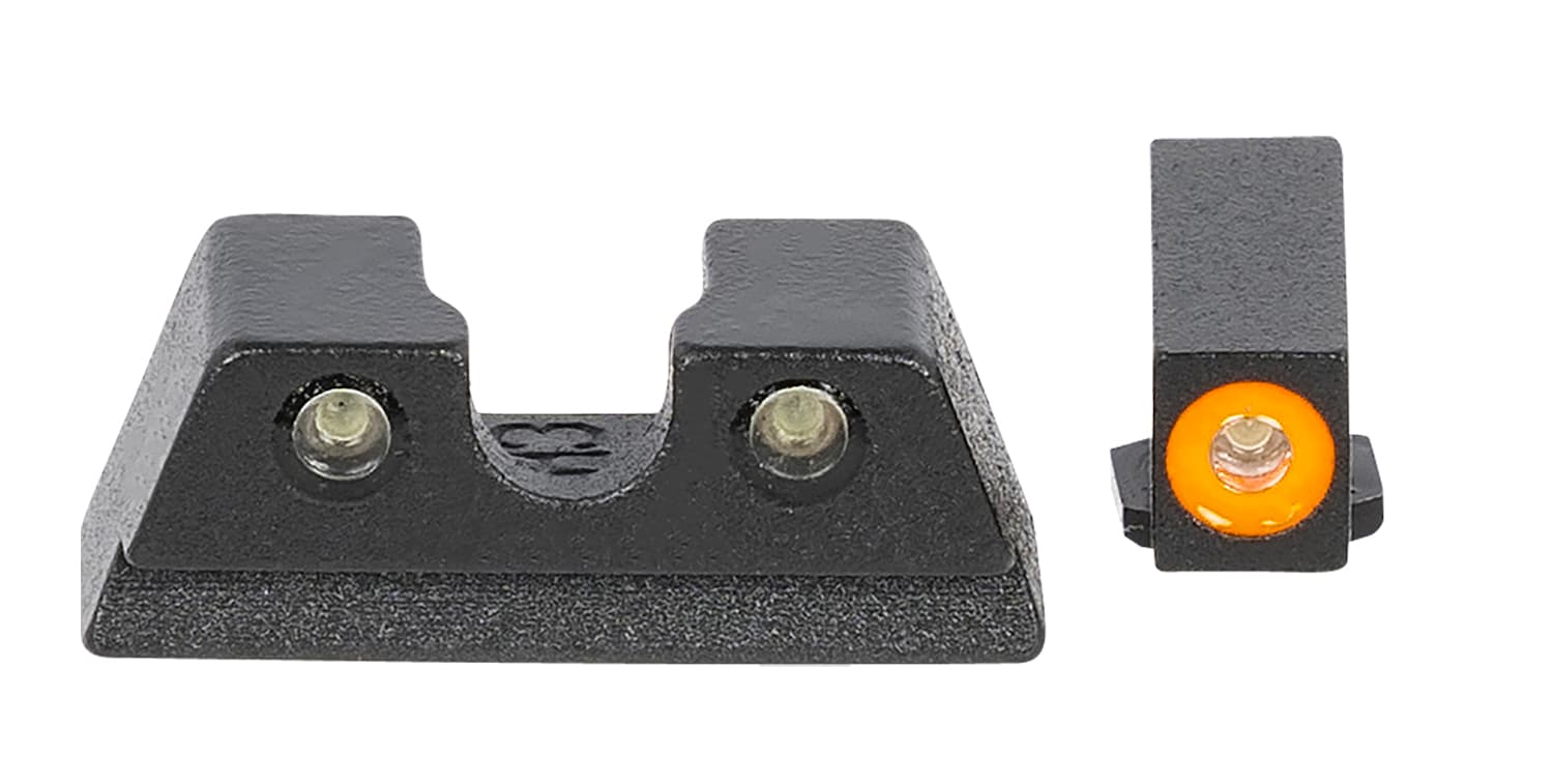 Meprolight, Hyper-Bright, Tritium Sight Set, Orange Front/Green Rear, Fits GLOCK 42/43/43X/48