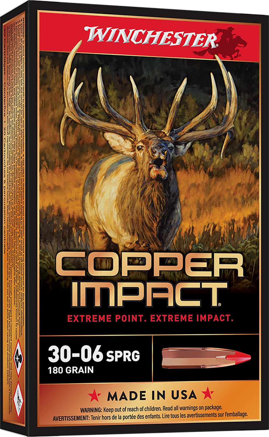Winchester Ammo X3006CLF2 Copper Impact 30-06Springfield 180gr Copper Extreme Point Lead Free 20 Per Box/10 Case