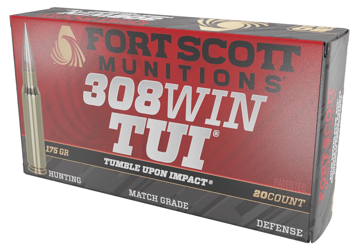 Fort Scott Munitions 308175SCV2 Tumble Upon Impact (TUI) Rifle 308Win 175gr Solid Copper Spun 20 Per Box/10 Case