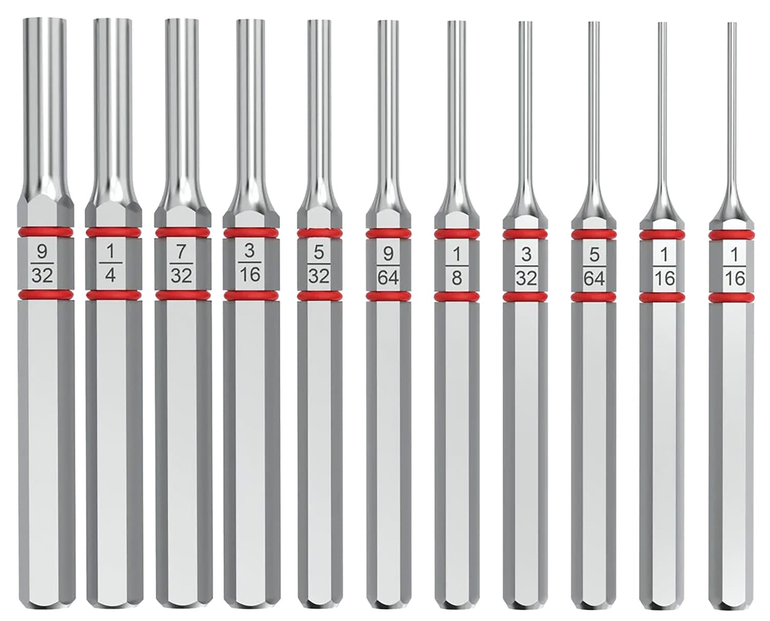 Real Avid AVAPKS Accu-Punch Standard Pin Punch Set Silver Steel Universal Firearm 11 Pieces
