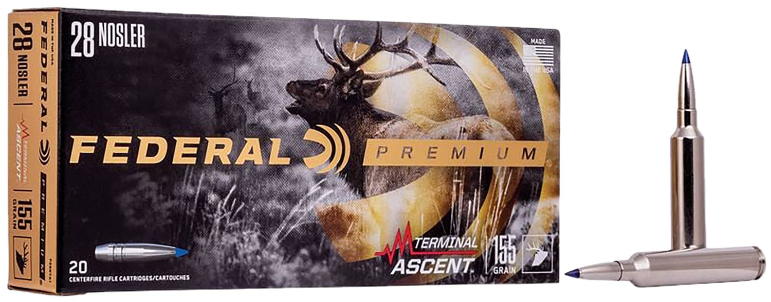 Federal P28NTA1 Premium 28Nosler 155gr Terminal Ascent 20 Per Box/10 Case