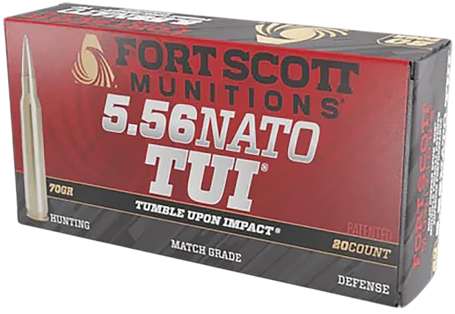 Fort Scott Munitions 556-070-SCV2 Tumble Upon Impact (TUI) 5.56mm 70gr Solid Copper Spun 20 Per Box/25 Case