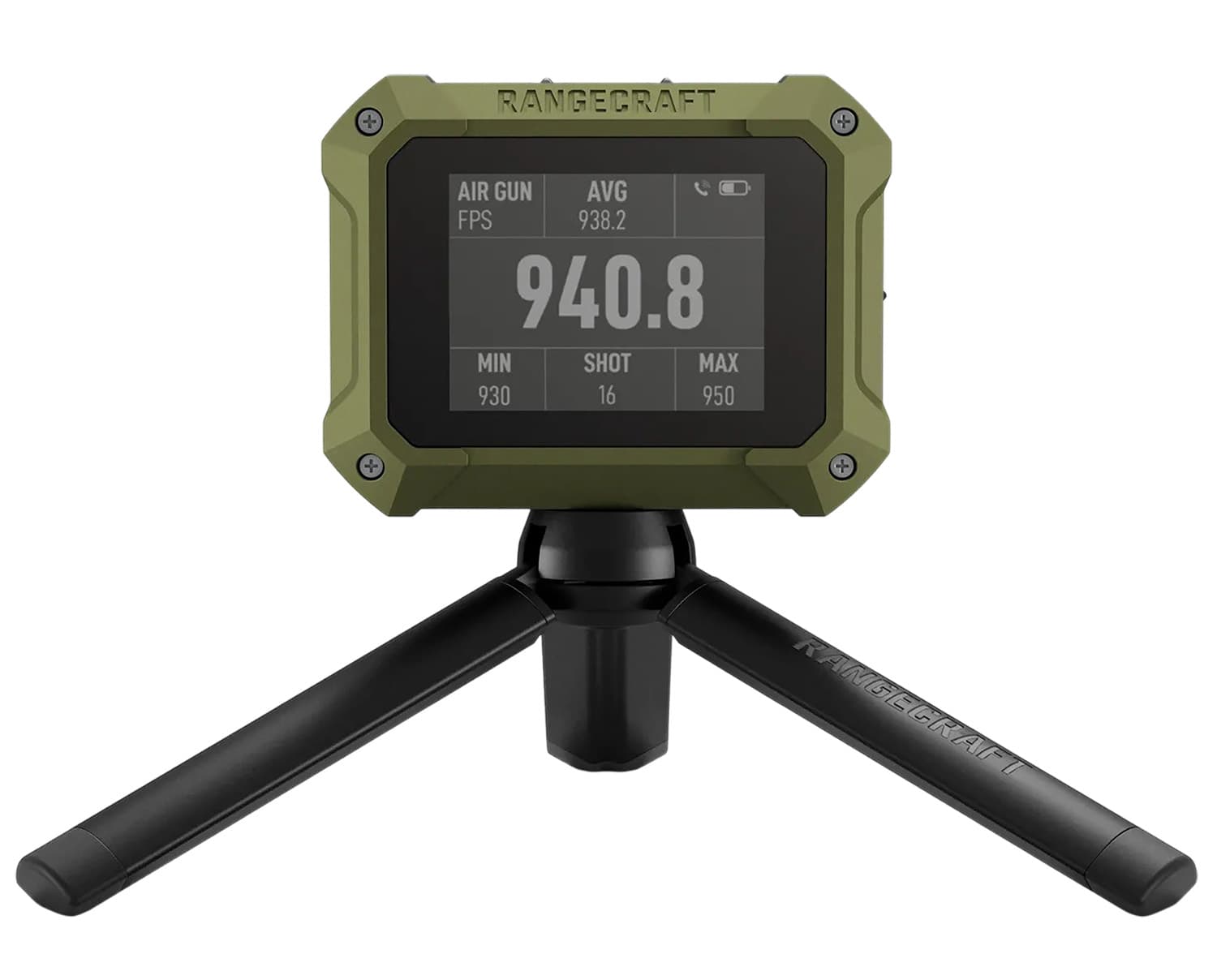 ATHLON, Rangecraft Velocity PRO Radar Chronograph, 65-5,000FPS, .17 -50" Diameter, 2.4" Display, Green and Black