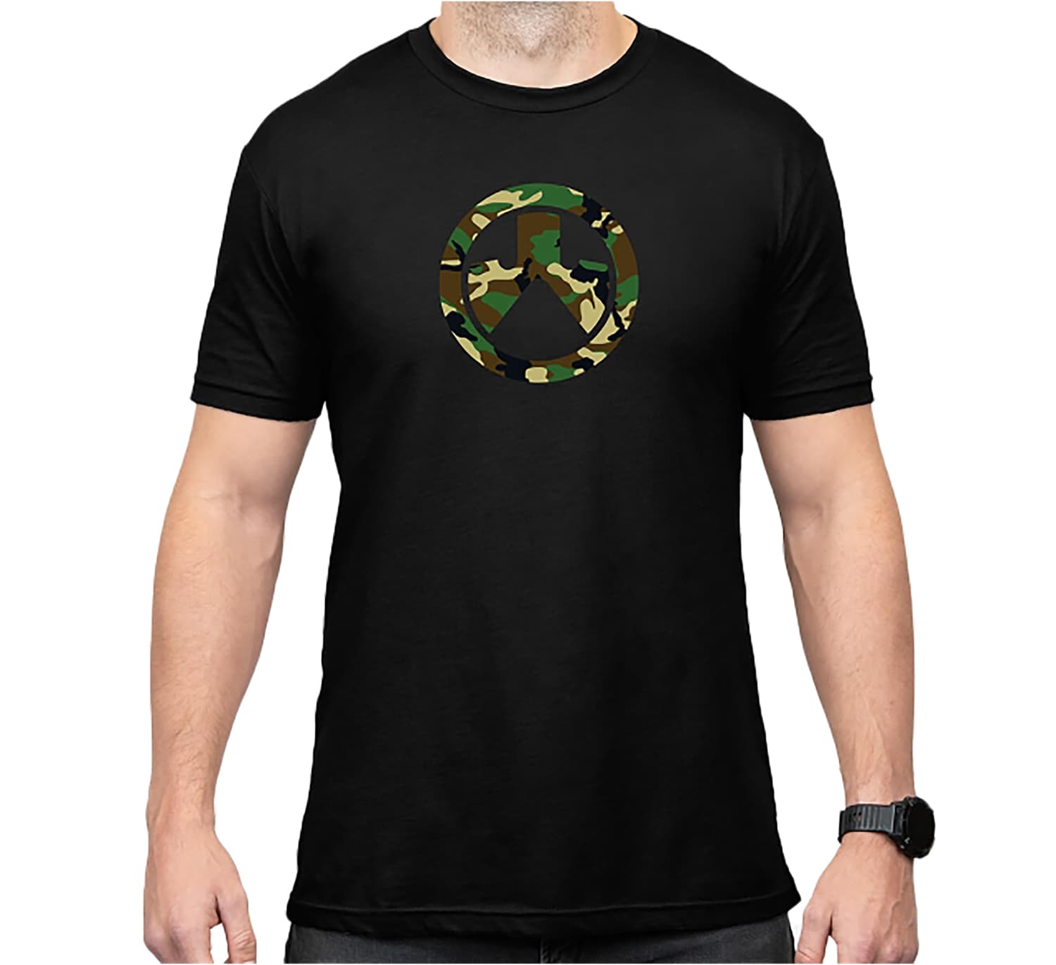 Magpul MAG1225-001-S Woodland Camo Black Cotton/Polyester Short Sleeve Small