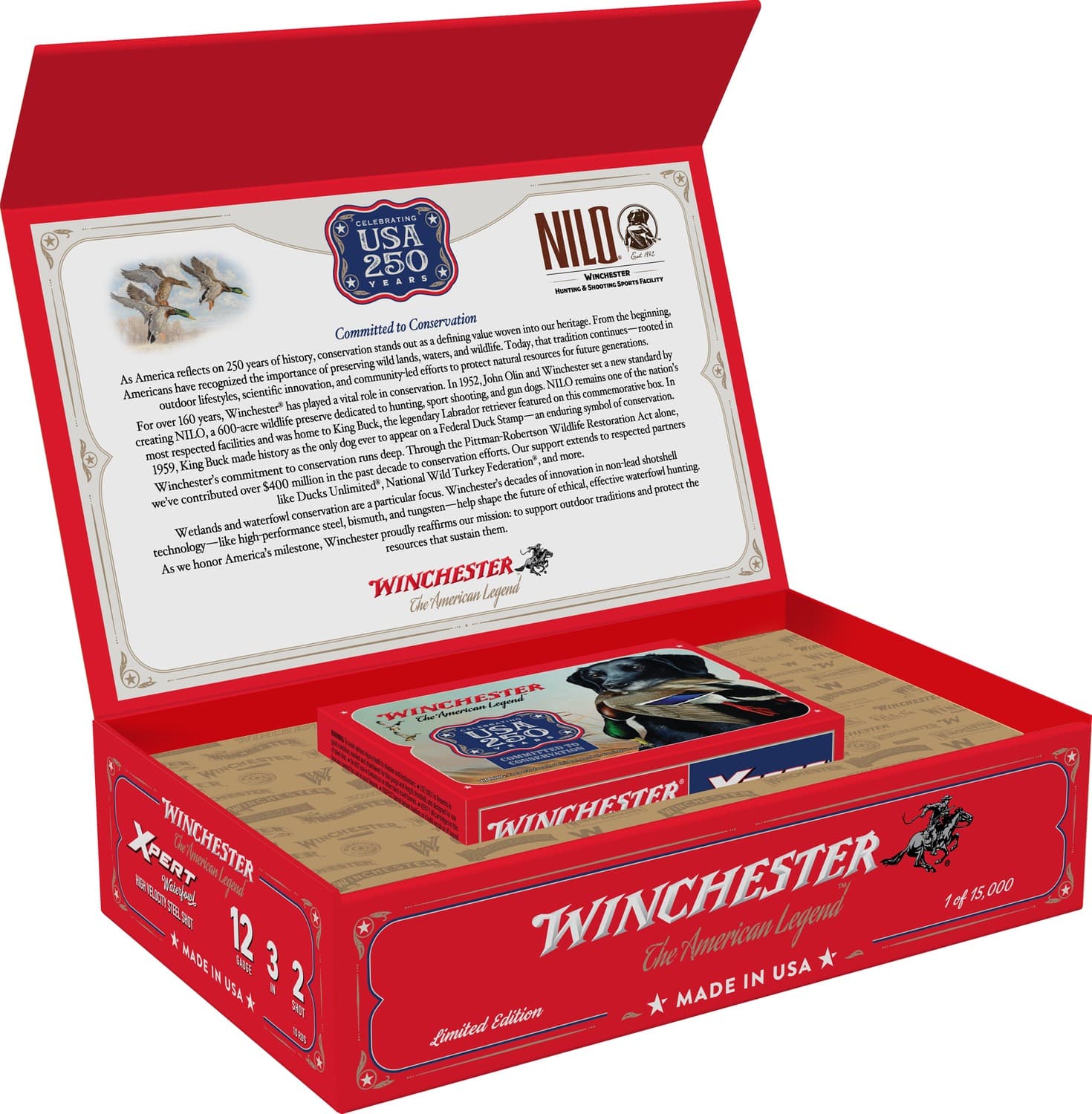 Winchester Ammunition, X-PERT Steel Waterfowl, 12 Gauge 3", #2, 1 1/8oz, Shot Shell Ammunition, Commemorative USA 250 Years Edition, 10 Round Box