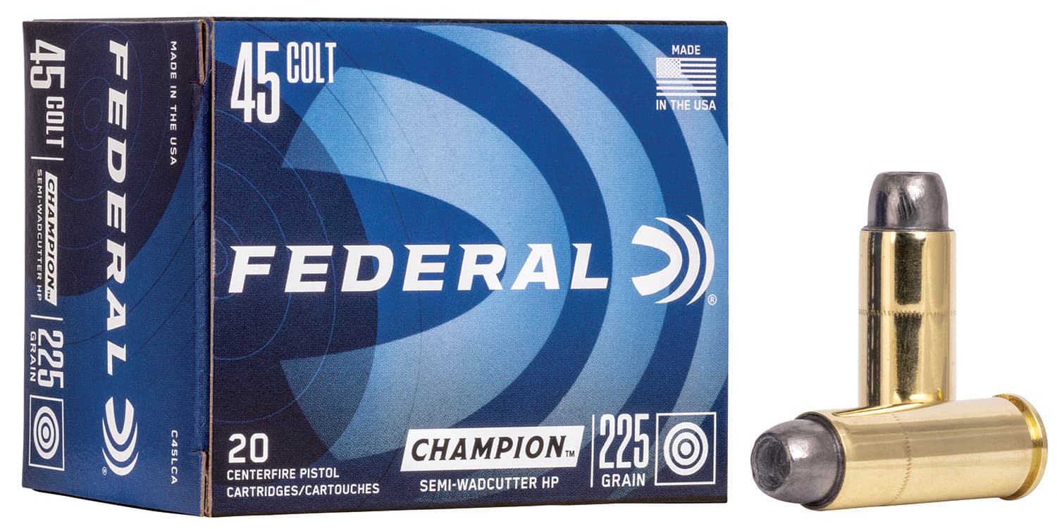 Federal C45LCA Champion Training 45Colt 225gr Semi Wadcutter Hollow Point 20 Per Box/25 Case