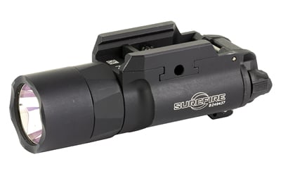 Surefire, X300-B Turbo, Weapon Light, White LED, 650 Lumens, 66,000 Candela, Fits Picatinny and Universal, Thumbscrew Attachment, For Pistols, Matte Finish, Black, 2x CR123 Batteries Included