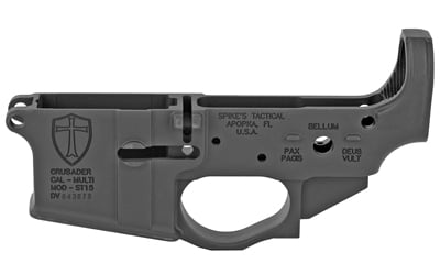 Spike's Tactical, STLS022 Crusader, Stripped Lower, Semi-automatic, 223 Remington/5.56 NATO, Black Finish, Crusader Logo