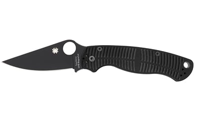 Spyderco, Para Military 2 Salt, Folding Knife, Plain Edge, Black G-10 Handle, Matte Finish, Black Blade, 3.45" Blade, CPM MagnaCut Steel