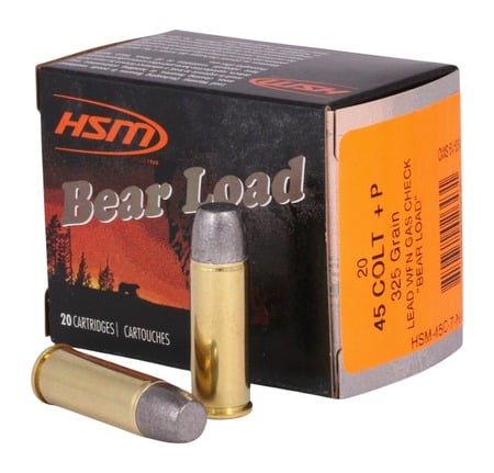 HSM 45C7N20 Bear Load 45 Colt 325 gr Wide Flat Nose 20 Per Box/ 20 Case