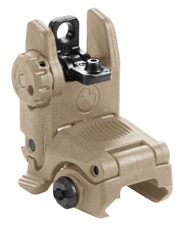Magpul Industries, MBUS Back-Up Rear Sight Gen 2, Fits Picatinny Rails, Flip Up, Flat Dark Earth