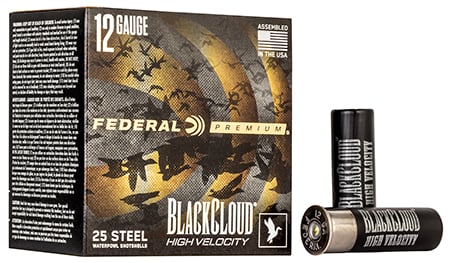 Federal Premium Black Cloud FS Steel High Velocity 12 Gauge 3" 1-1/8 oz #4 Steel Shot, 25 Round Box - PWBXH1434