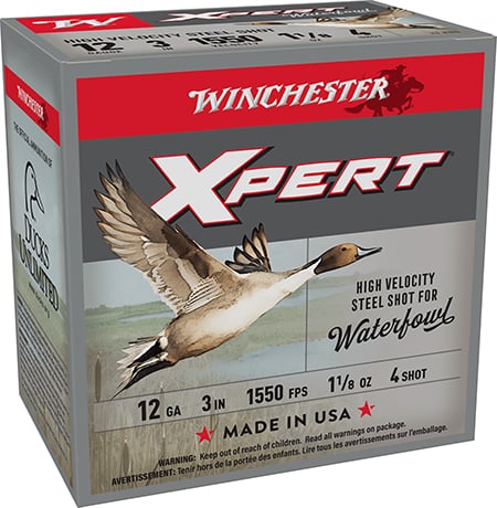 Winchester Ammunition, Xpert HI-Velocity Steel, 12 Gauge, 3", #4, 1 1/8 oz., 25 Round Box