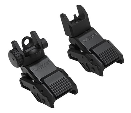 NcSTAR, Pro Series Flip-Up Sights, Front and Rear, Fits Picatinny, Matte Finish, Black