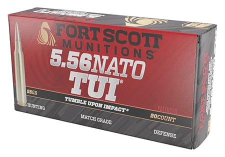 Fort Scott Munitions 556055SCV Tumble Upon Impact (TUI) 5.56x45mmNATO 55gr Solid Copper Spun 20 Per Box/25 Case