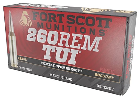 Fort Scott Munitions 260123SCV2 Tumble Upon Impact (TUI) 260Rem 123gr Solid Copper Spun 20 Per Box/25 Case