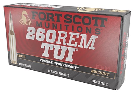 Fort Scott Munitions 260130SCV2 Tumble Upon Impact (TUI) 260Rem 130gr Solid Copper Spun 20 Per Box/25 Case