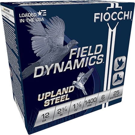 Fiocchi 12HVST6 Field Dynamics Upland Steel 12Gauge 2.75" 1 1/8oz 6Shot 25 Per Box/10 Case