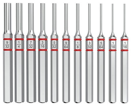 Real Avid AVAPKS Accu-Punch Standard Pin Punch Set Silver Steel Universal Firearm 11 Pieces