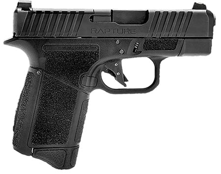 Gforce Arms GF932512BB Rapture Sub-Compact Frame 9mm Luger 12+1 3.25" Black Steel Barrel, Black Steel Optic Cut/Serrated Slide, Black Cerakote Polymer Frame, Shield RMSc/RMR Footprint