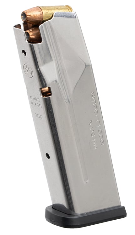 Magpul Industries, Magazine, AMAG 17 SG9, 9MM, 17 Rounds, Fits All Variants of Sig P365, Stainless Steel Finish, Silver, Includes Grip Extensions Compatible with Macro/X/XL and Standard Grips