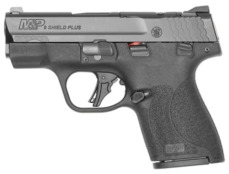 Smith & Wesson 14280 M&P9 Shield Plus Micro-Compact 9mm Luger 10+1 3.10" Black Armornite Stainless Steel Barrel & Optic Ready/Serrated Slide, Black Polymer Frame, Black Textured Grip
