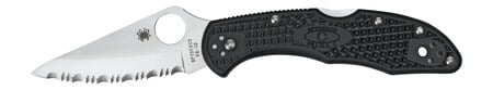 Spyderco C11PSBK Delica 4 2.88" Folding Drop Point Part Serrated VG-10 SS Blade, Black Textured FRN Handle, Includes Pocket Clip