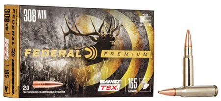 Federal P308H Premium 308Win 165gr Barnes TSX 20 Per Box/10 Case