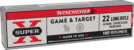 Winchester Ammunition, Super-X, 22LR, 40 Grain, Super Speed Round Nose, Copper Plated, 100 Round Box