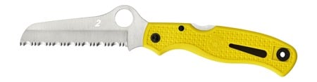 Spyderco C89SYL Atlantic Salt 3.69" Folding Sheepsfoot Serrated H2 Steel Blade, Yellow FRN Handle, Includes Pocket Clip