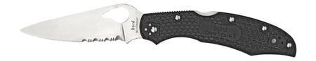 Spyderco BY03PSBK2 Byrd Cara Cara 2 Lightweight 3.75" Folding Drop Point Part Serrated 8Cr13MoV SS Blade Black Textured FRN Handle Includes Pocket Clip