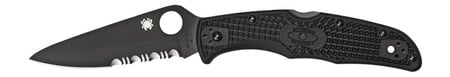 Spyderco C10PSBBK Endura 4 Lightweight 3.75" Folding Clip Point Part Serrated Black TiCN VG-10 SS Blade Black Textured FRN Handle Includes Pocket Clip