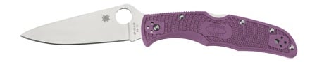 Spyderco C10FPPR Endura 4 Lightweight 3.75" Folding Clip Point Plain VG-10 SS Blade Purple Bi-Directional Texturing FRN Handle Includes Pocket Clip