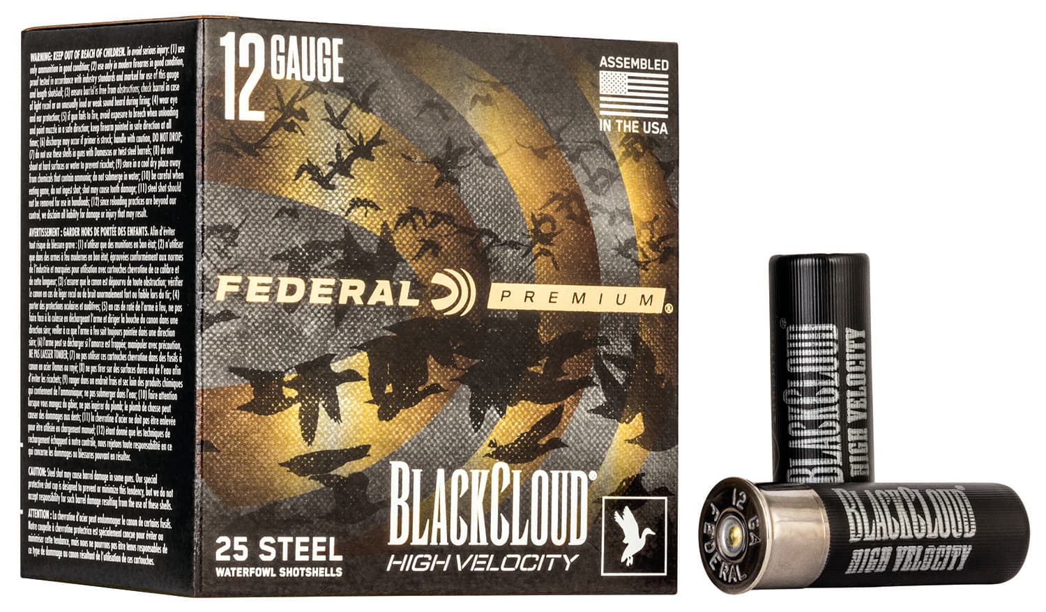 Federal Premium Black Cloud FS Steel High Velocity 12 Gauge 3" 1-1/8 oz #2 Steel Shot, 25 Round Box - PWBXH1432