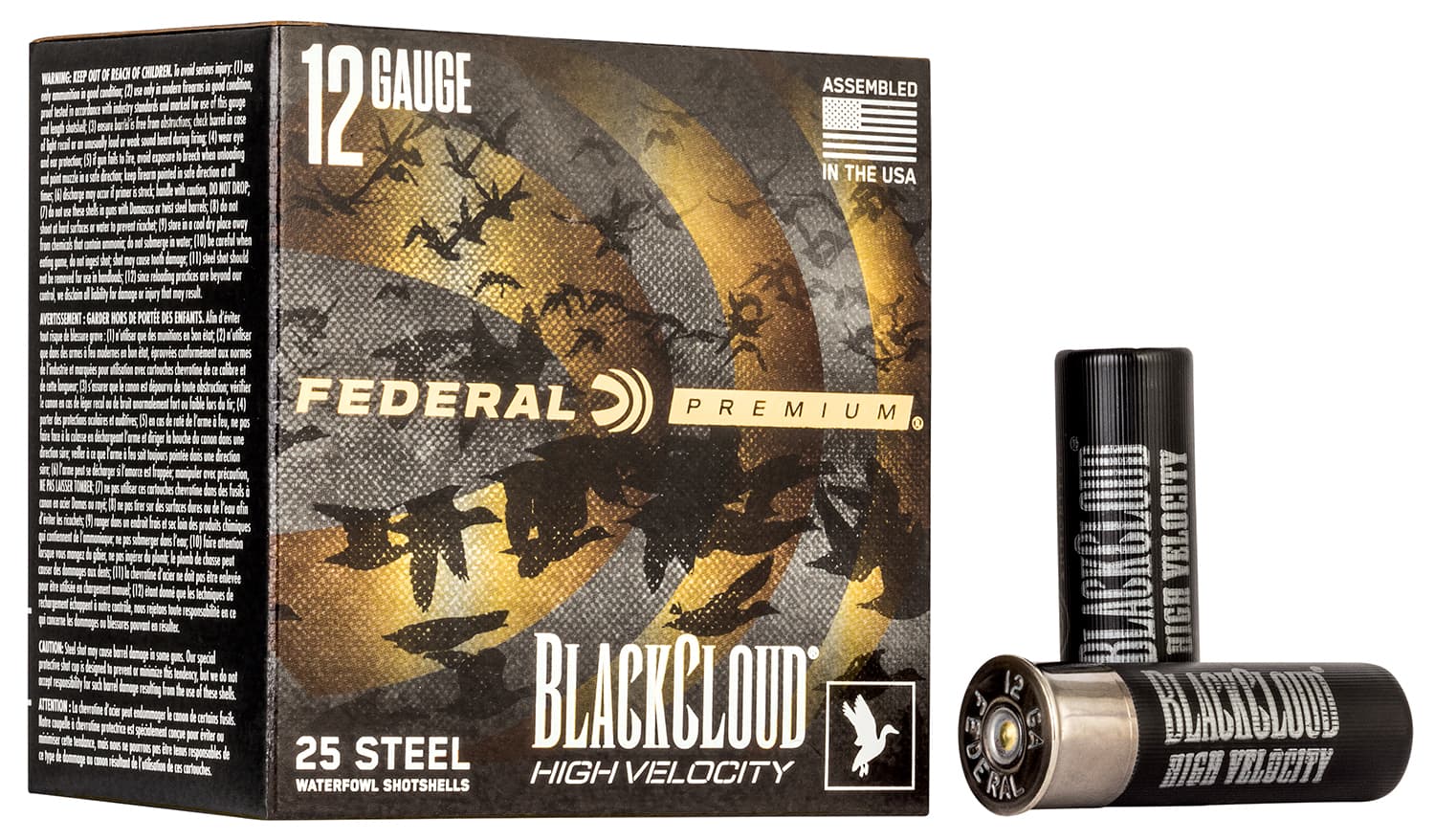Federal Premium Black Cloud FS Steel High Velocity 12 Gauge 3" 1-1/8 oz #4 Steel Shot, 25 Round Box - PWBXH1434