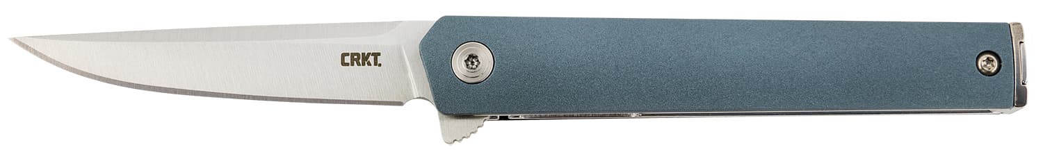 Columbia River CRKT 7095 CEO Compact 2.61" Folding Plain Satin 4116 SS Blade, Blue GRN Handle, Includes Pocket Clip