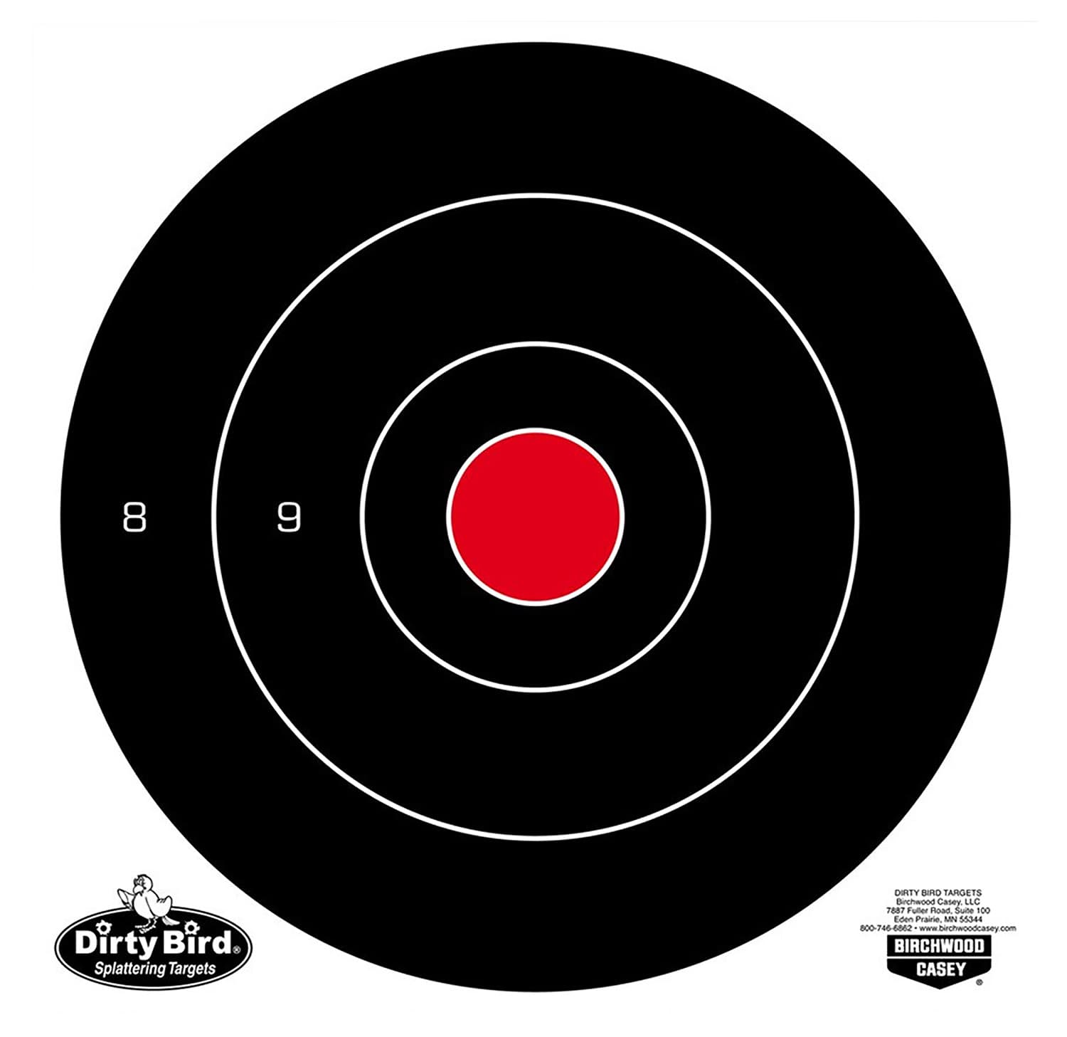 Birchwood Casey 35825 Dirty Bird 8" Bullseye Tagboard Hanging Black/White 25 Per Pkg