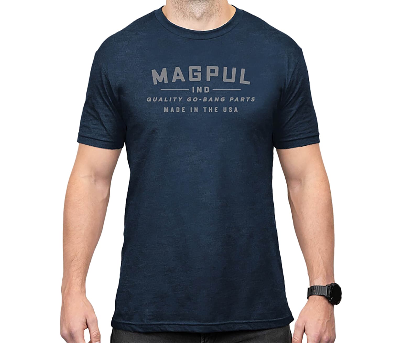 Magpul MAG1112-410-S Go Bang Parts Navy Heather Cotton/Polyester Short Sleeve Small