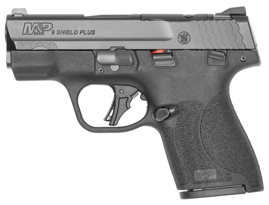 Smith & Wesson 14280 M&P9 Shield Plus Micro-Compact 9mm Luger 10+1 3.10" Black Armornite Stainless Steel Barrel & Optic Ready/Serrated Slide, Black Polymer Frame, Black Textured Grip