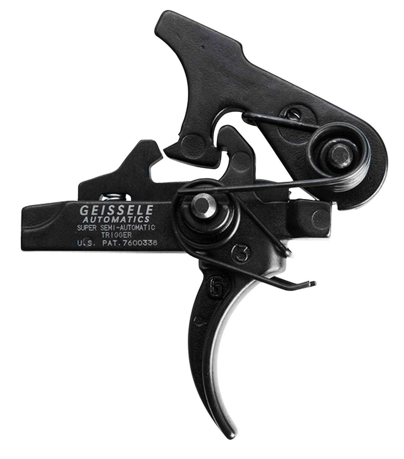 Geissele Automatics 05101 SSA Two-Stage Curved Trigger with 4.25-4.75 lbs Draw Weight & Black Oxide Finish for AR-Platform