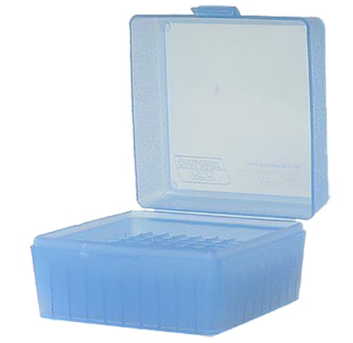 MTM Case-Gard RS10024 Ammo Box Flip-Top Multi Caliber Clear Blue Polypropylene 100rd