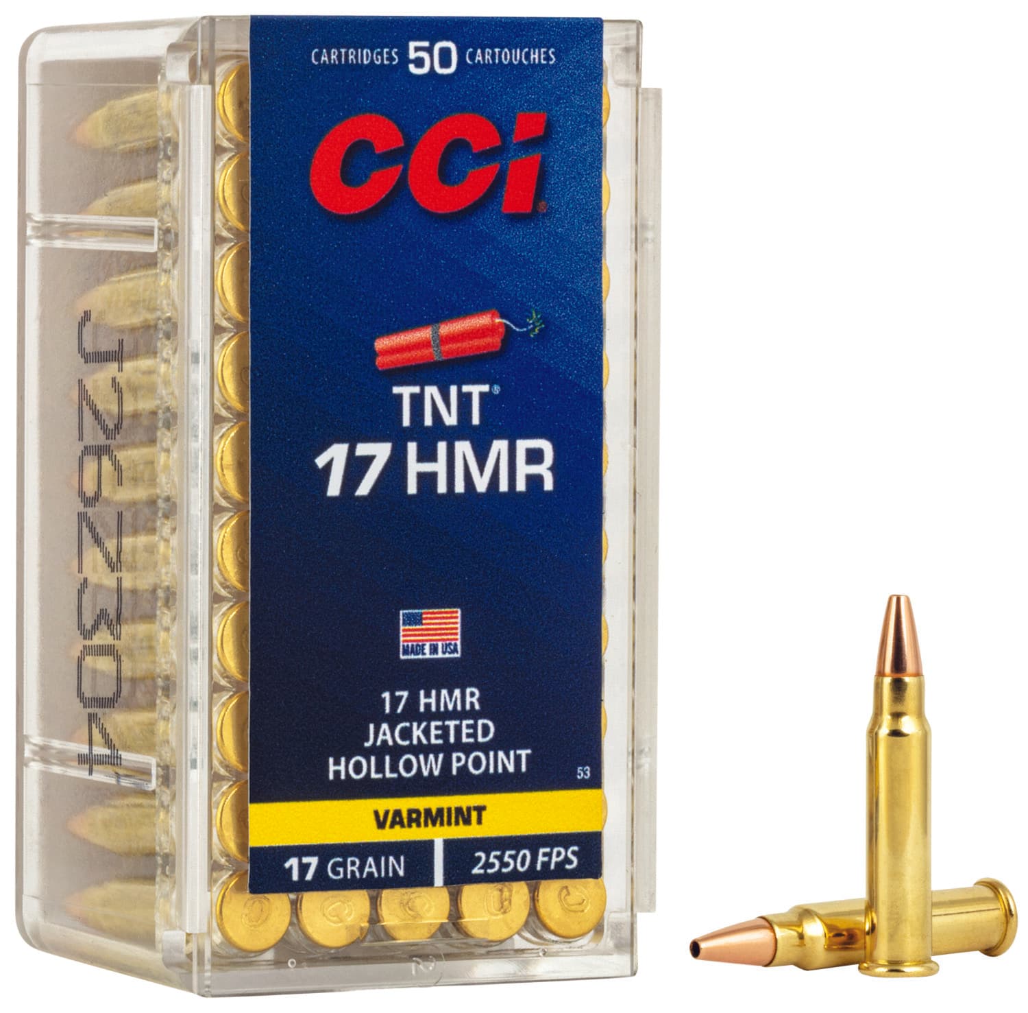 CCI 0053 TNT 17HMR 17gr Jacketeded Hollow Point 50 Per Box/40 Case