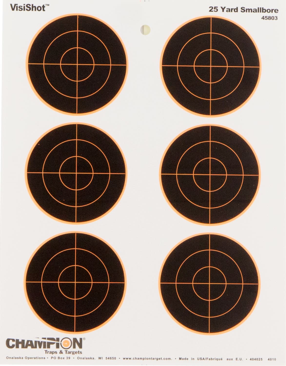 Champion Targets 45803 VisiShot Bullseye Paper Hanging 25 yds Small Bore Rifle 8.50" x 11" Black/White 10 Pack