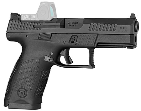CZ-USA 91536 P-10 C Compact Frame 9mm Luger 15+1 4.02" Black Carbon Steel Barrel, Black Nitride Optic Ready/Serrated Steel Slide, Black Polymer Frame w/Picatinny Rail, Interchangeable Backstrap Grip